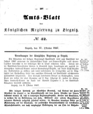 Amts-Blatt der Preußischen Regierung zu Liegnitz Samstag 17. Oktober 1857