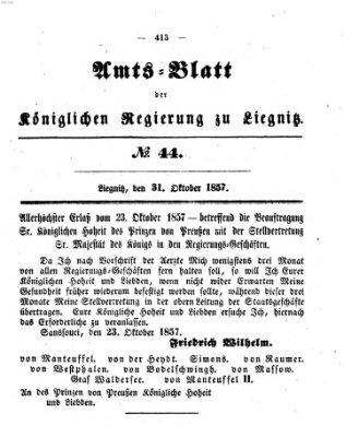 Amts-Blatt der Preußischen Regierung zu Liegnitz Samstag 31. Oktober 1857