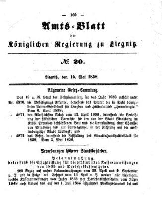 Amts-Blatt der Preußischen Regierung zu Liegnitz Samstag 15. Mai 1858