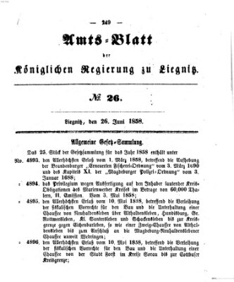 Amts-Blatt der Preußischen Regierung zu Liegnitz Samstag 26. Juni 1858