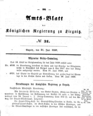 Amts-Blatt der Preußischen Regierung zu Liegnitz Samstag 31. Juli 1858