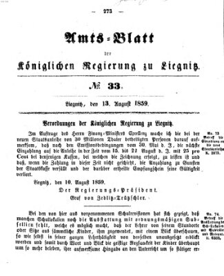 Amts-Blatt der Preußischen Regierung zu Liegnitz Samstag 13. August 1859