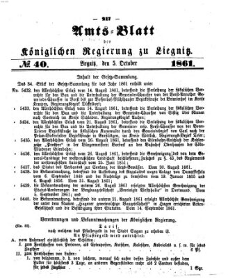 Amts-Blatt der Preußischen Regierung zu Liegnitz Samstag 5. Oktober 1861