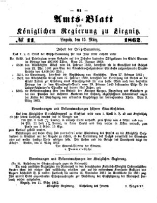 Amts-Blatt der Preußischen Regierung zu Liegnitz Samstag 15. März 1862