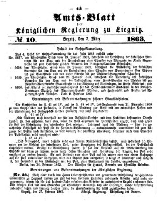 Amts-Blatt der Preußischen Regierung zu Liegnitz Samstag 7. März 1863