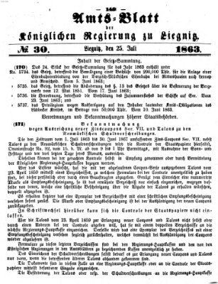 Amts-Blatt der Preußischen Regierung zu Liegnitz Samstag 25. Juli 1863