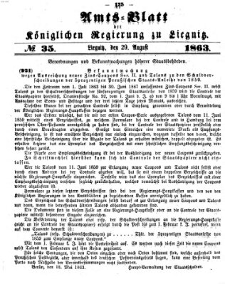 Amts-Blatt der Preußischen Regierung zu Liegnitz Samstag 29. August 1863