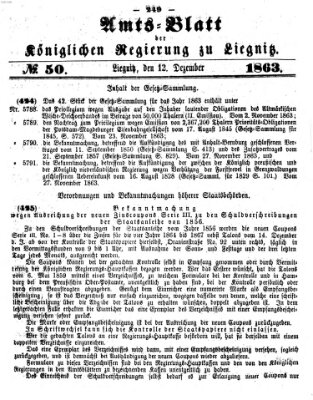 Amts-Blatt der Preußischen Regierung zu Liegnitz Samstag 12. Dezember 1863