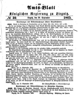 Amts-Blatt der Preußischen Regierung zu Liegnitz Samstag 30. September 1865