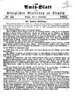 Amts-Blatt der Preußischen Regierung zu Liegnitz Samstag 4. November 1865