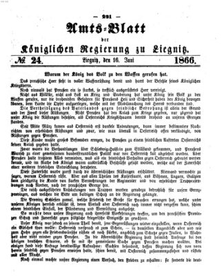 Amts-Blatt der Preußischen Regierung zu Liegnitz Samstag 16. Juni 1866