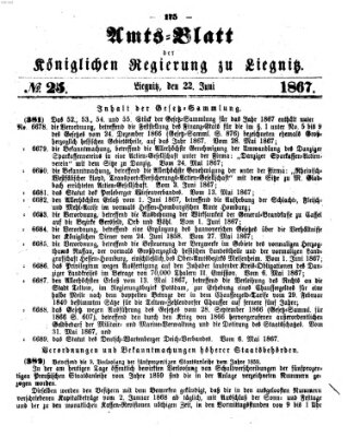 Amts-Blatt der Preußischen Regierung zu Liegnitz Samstag 22. Juni 1867