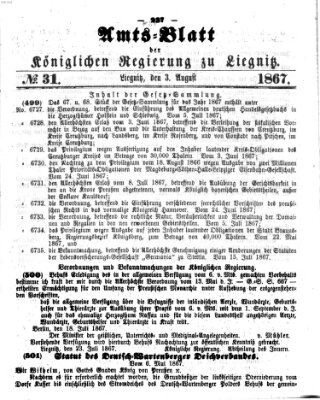 Amts-Blatt der Preußischen Regierung zu Liegnitz Samstag 3. August 1867