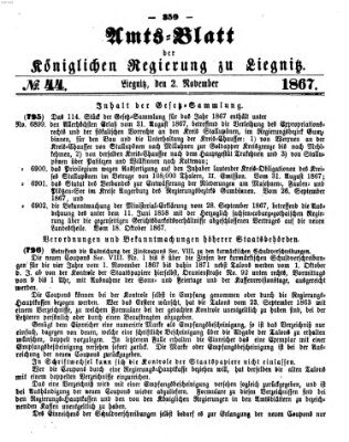 Amts-Blatt der Preußischen Regierung zu Liegnitz Samstag 2. November 1867