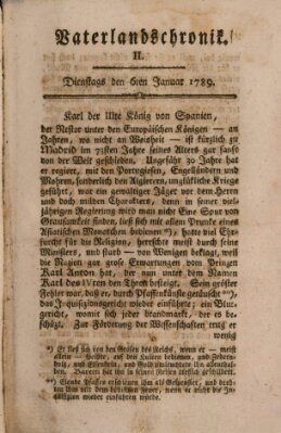 Vaterlandschronik (Deutsche Chronik) Dienstag 6. Januar 1789