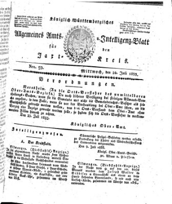 Allgemeines Amts- und Intelligenz-Blatt für den Jaxt-Kreis Mittwoch 24. Juli 1833
