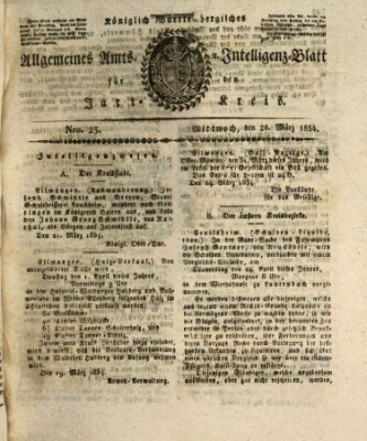 Allgemeines Amts- und Intelligenz-Blatt für den Jaxt-Kreis Mittwoch 26. März 1834