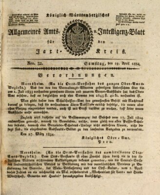 Allgemeines Amts- und Intelligenz-Blatt für den Jaxt-Kreis Samstag 19. April 1834