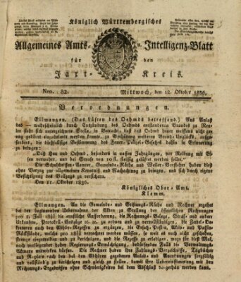 Allgemeines Amts- und Intelligenz-Blatt für den Jaxt-Kreis Mittwoch 12. Oktober 1836