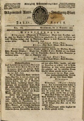 Allgemeines Amts- und Intelligenz-Blatt für den Jaxt-Kreis Mittwoch 19. September 1838