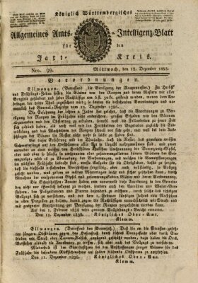 Allgemeines Amts- und Intelligenz-Blatt für den Jaxt-Kreis Mittwoch 12. Dezember 1838