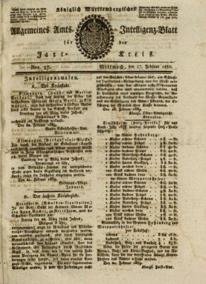 Allgemeines Amts- und Intelligenz-Blatt für den Jaxt-Kreis Mittwoch 27. Februar 1839