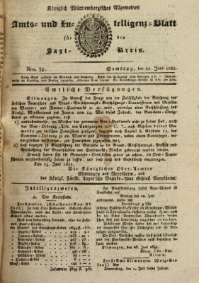 Allgemeines Amts- und Intelligenz-Blatt für den Jaxt-Kreis Samstag 26. Juni 1841