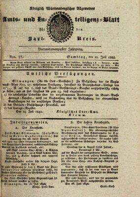 Allgemeines Amts- und Intelligenz-Blatt für den Jaxt-Kreis Samstag 16. Juli 1842