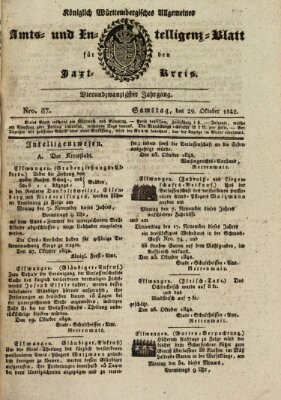 Allgemeines Amts- und Intelligenz-Blatt für den Jaxt-Kreis Samstag 29. Oktober 1842