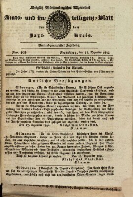 Allgemeines Amts- und Intelligenz-Blatt für den Jaxt-Kreis Samstag 31. Dezember 1842