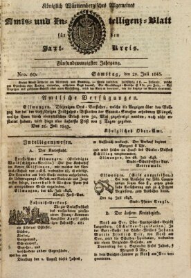 Allgemeines Amts- und Intelligenz-Blatt für den Jaxt-Kreis Samstag 29. Juli 1843