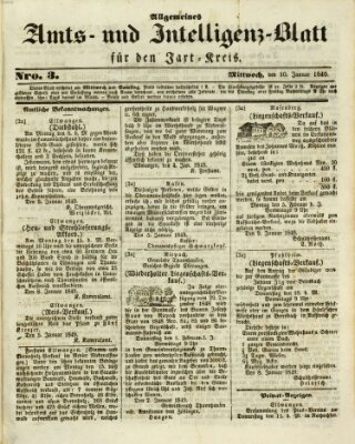 Allgemeines Amts- und Intelligenz-Blatt für den Jaxt-Kreis Mittwoch 10. Januar 1849