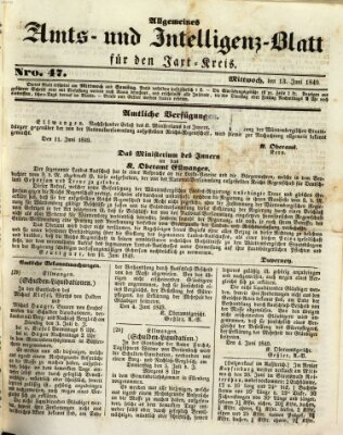 Allgemeines Amts- und Intelligenz-Blatt für den Jaxt-Kreis Mittwoch 13. Juni 1849