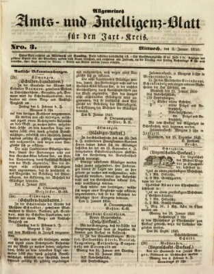 Allgemeines Amts- und Intelligenz-Blatt für den Jaxt-Kreis Mittwoch 9. Januar 1850