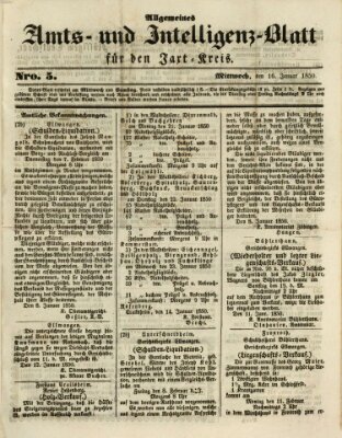 Allgemeines Amts- und Intelligenz-Blatt für den Jaxt-Kreis Mittwoch 16. Januar 1850
