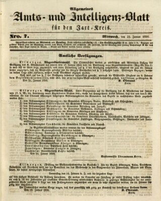 Allgemeines Amts- und Intelligenz-Blatt für den Jaxt-Kreis Mittwoch 23. Januar 1850