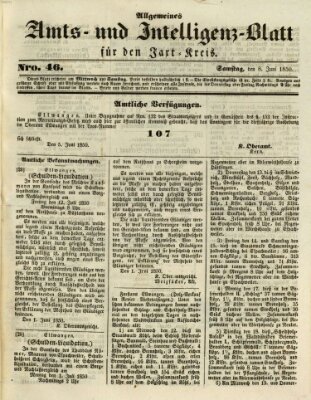 Allgemeines Amts- und Intelligenz-Blatt für den Jaxt-Kreis Samstag 8. Juni 1850