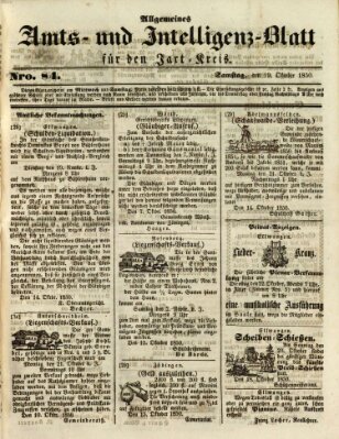 Allgemeines Amts- und Intelligenz-Blatt für den Jaxt-Kreis Samstag 19. Oktober 1850