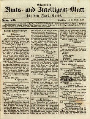 Allgemeines Amts- und Intelligenz-Blatt für den Jaxt-Kreis Samstag 26. Oktober 1850