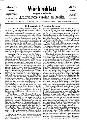 Wochenblatt (Deutsche Bauzeitung 〈Berlin〉) Freitag 15. November 1867