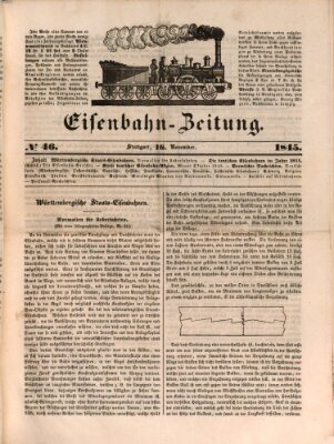 Eisenbahn-Zeitung Sonntag 16. November 1845