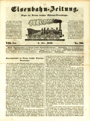 Eisenbahn-Zeitung Montag 5. März 1849