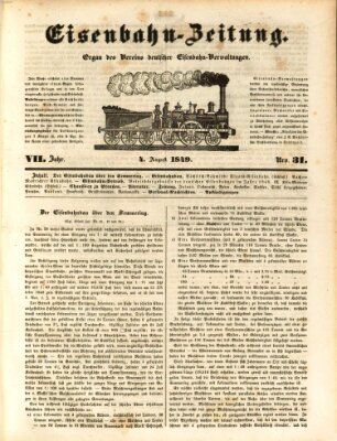 Eisenbahn-Zeitung Samstag 4. August 1849