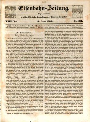 Eisenbahn-Zeitung Sonntag 18. August 1850