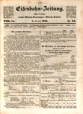 Eisenbahn-Zeitung Sonntag 3. November 1850