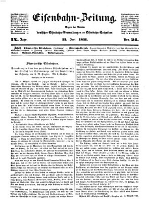 Eisenbahn-Zeitung Sonntag 15. Juni 1851