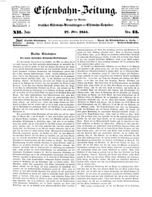 Eisenbahn-Zeitung Montag 27. März 1854