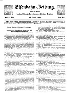 Eisenbahn-Zeitung Mittwoch 22. August 1855