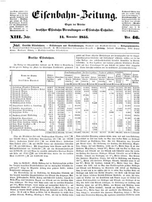 Eisenbahn-Zeitung Mittwoch 14. November 1855