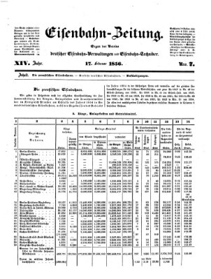 Eisenbahn-Zeitung Sonntag 17. Februar 1856
